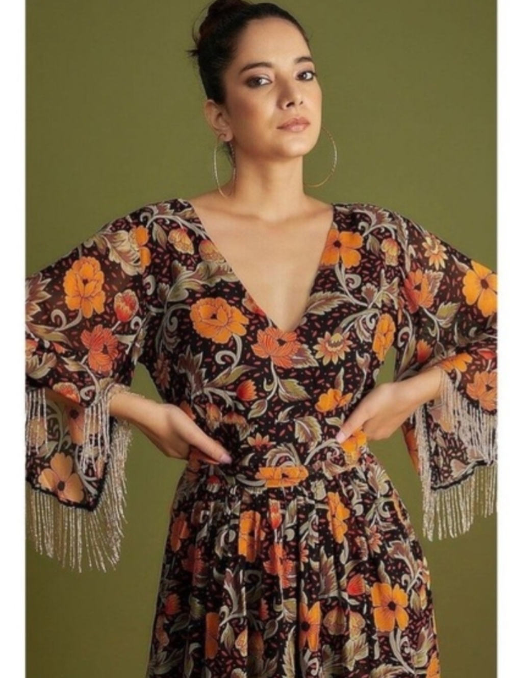 Anthropologie Verb by Pallavi Singhee Fringed Mini Dress size MP - Picture 2 of 13
